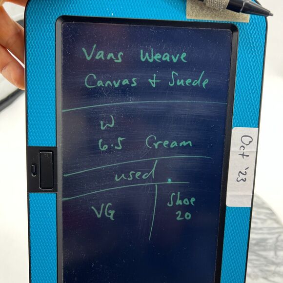 Vans Weave Sneakers Womens 6.5 Cream Suede and Canvas Lace Up Low Top Shoes - Picture 10 of 11